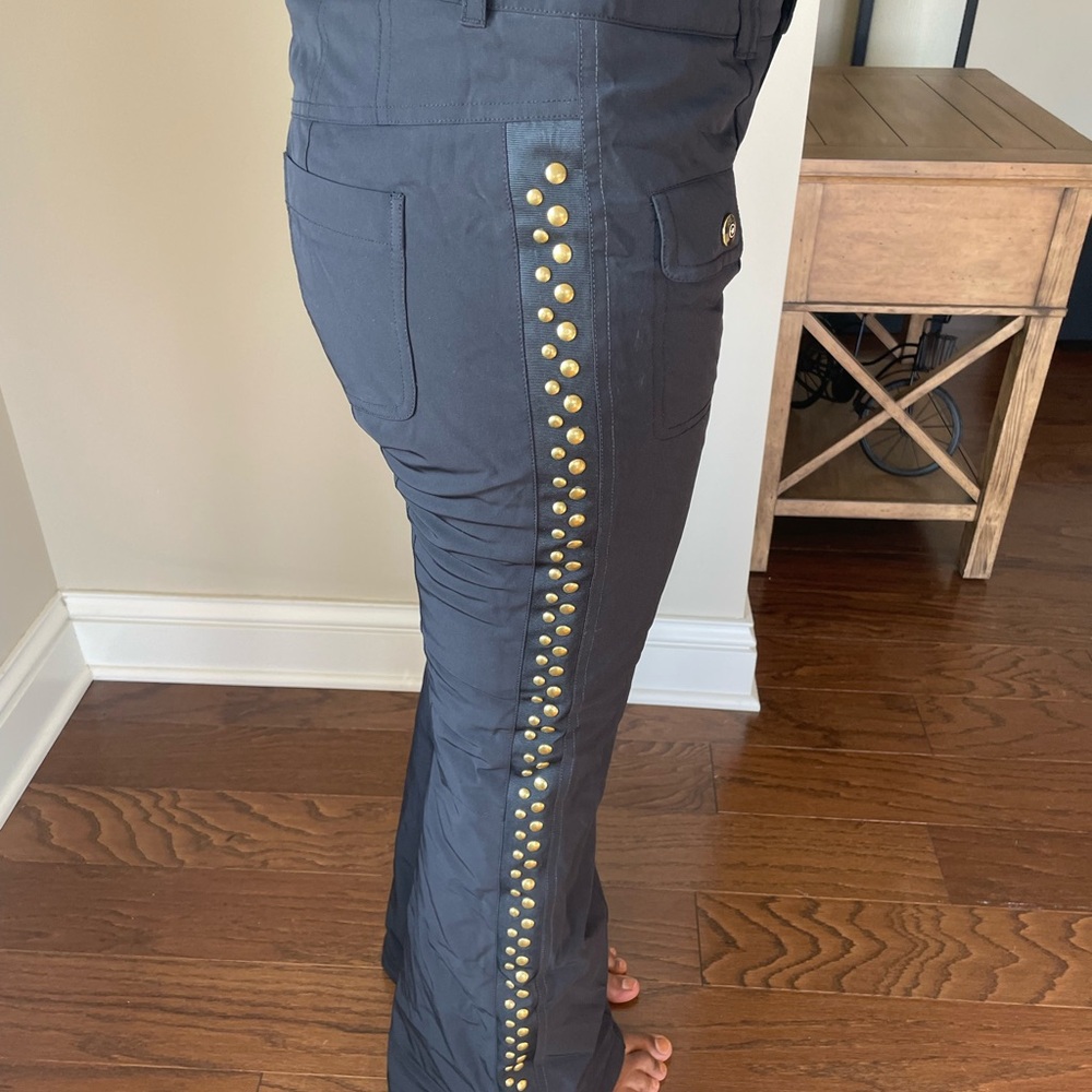 Bogner Women's Black Flare Pants with Gold Studs